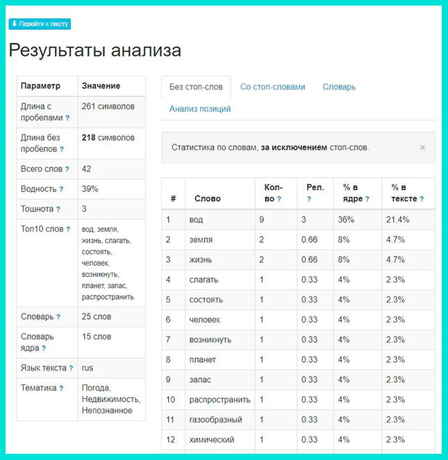проверяем тект INSTO